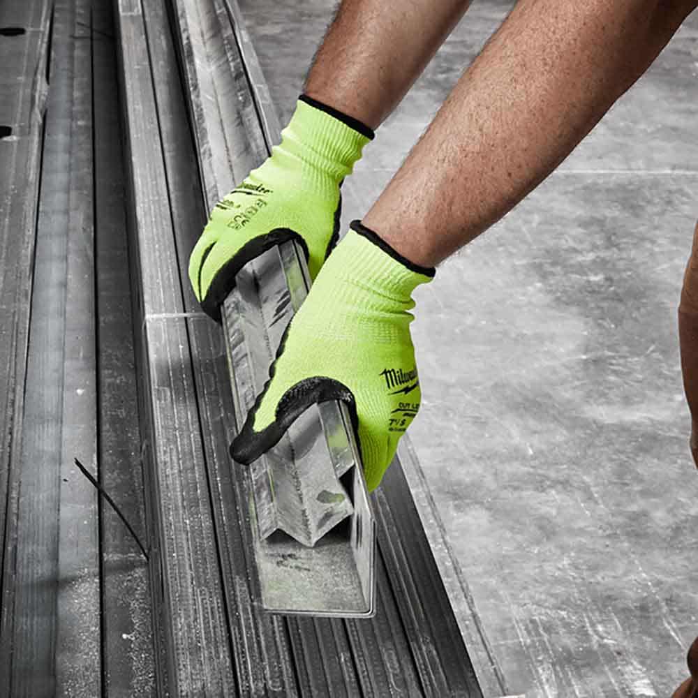 MILWAUKEE High Visibility Cut Level 3 Polyurethane Dipped Gloves Medium 48738931