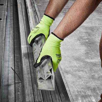 MILWAUKEE High Visibility Cut Level 3 Polyurethane Dipped Gloves Medium 48738931