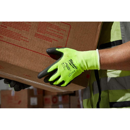 MILWAUKEE High Visibility Cut 1(A) Polyurethane Dipped Gloves 48738910