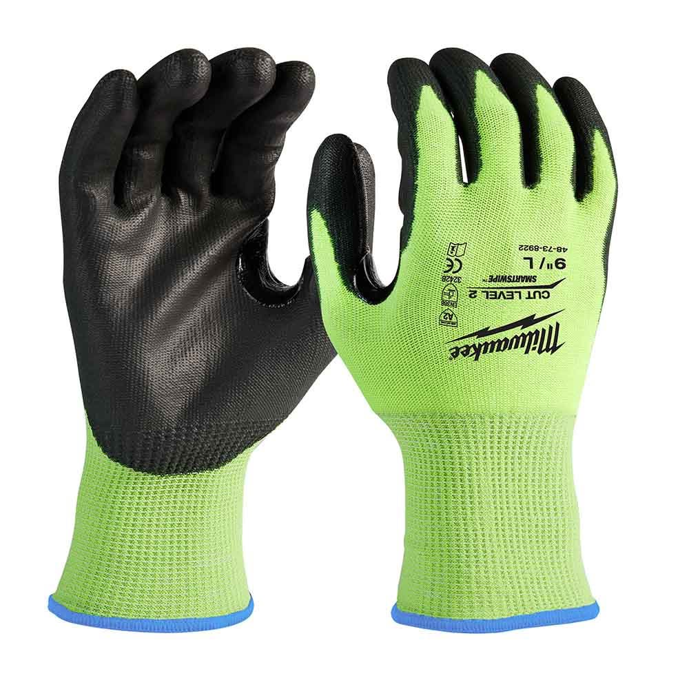 MILWAUKEE High Visibility Cut Level 3 Polyurethane Dipped Gloves Large 48738932