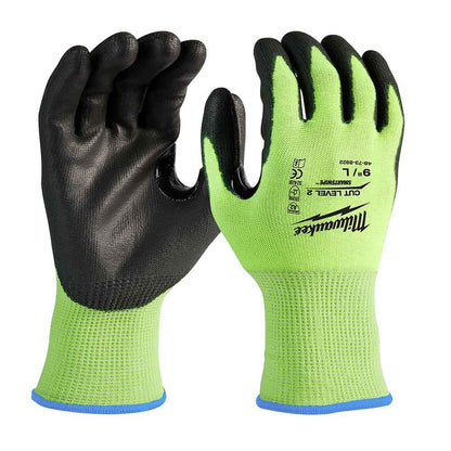 MILWAUKEE High Visibility Cut Level 3 Polyurethane Dipped Gloves Large 48738932