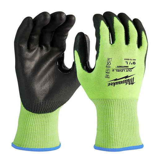 MILWAUKEE High Visibility Cut Level 3 Polyurethane Dipped Gloves XL 48738934