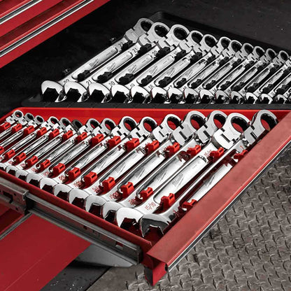 MILWAUKEE Metric Flex Head Ratcheting Combination Wrench 15 Piece 48229513