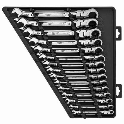 MILWAUKEE Metric Flex Head Ratcheting Combination Wrench 15 Piece 48229513
