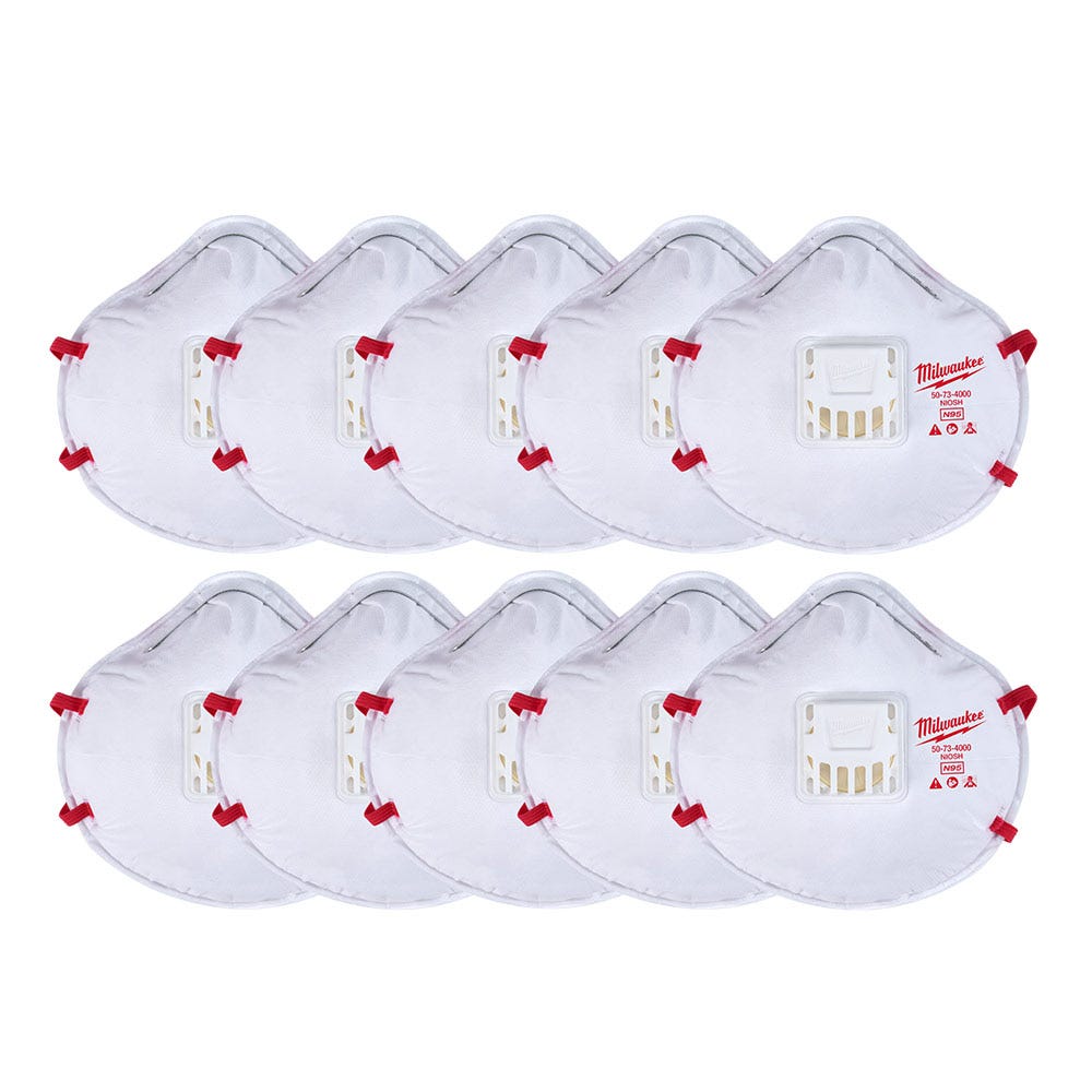 MILWAUKEE N95 Disposable Valved Respirator - 10 Pack 48734014