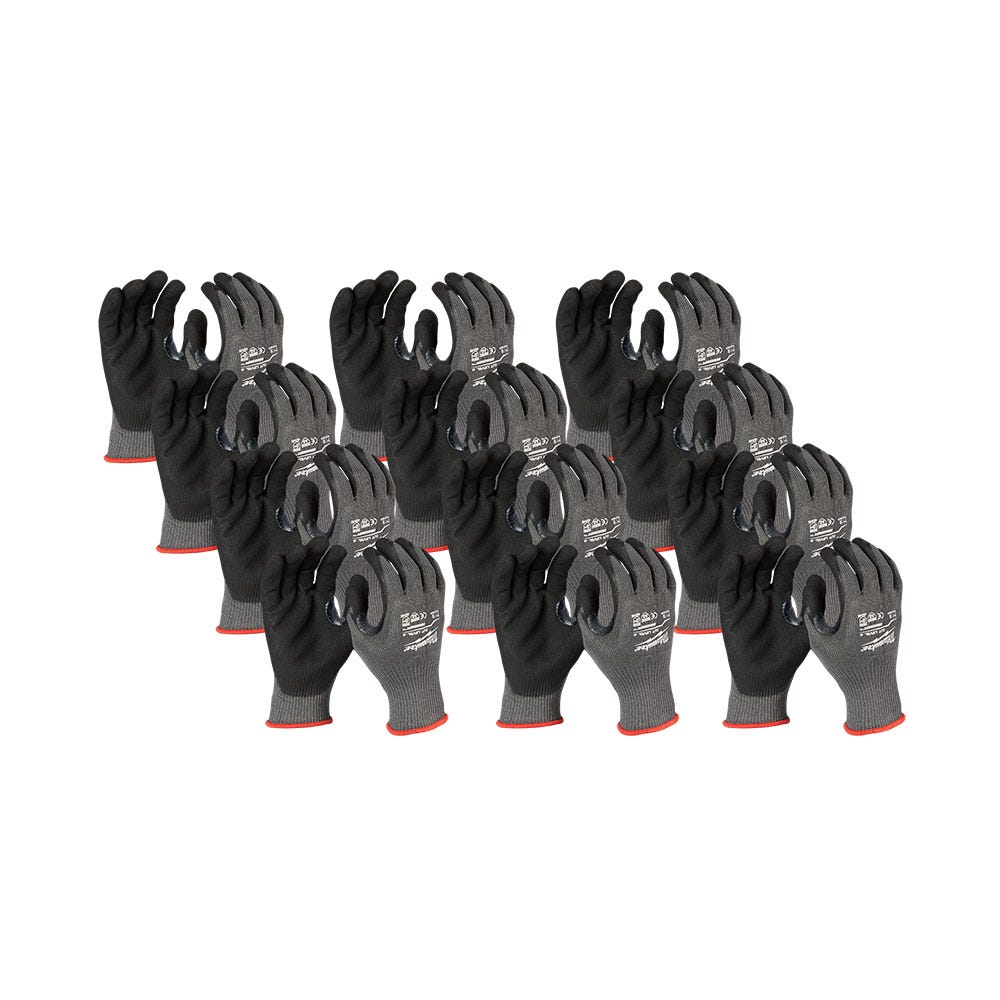MILWAUKEE Nitrile Dipped Gloves Cut 5(E) - 12 Pack 48228950A