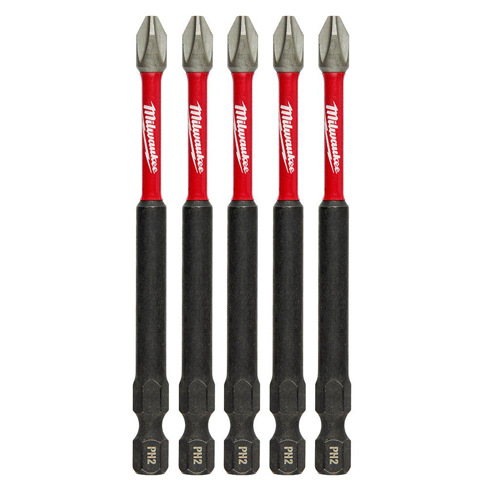 MILWAUKEE PH2 x 89mm Phillips Power Screwdriver Bit - SHOCKWAVE - 5 Piece 48324564