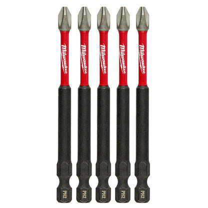MILWAUKEE PH2 x 89mm Phillips Power Screwdriver Bit - SHOCKWAVE - 5 Piece 48324564