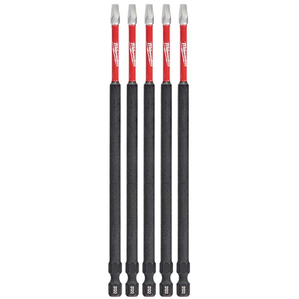 MILWAUKEE R2 x 150mm Robertson Insert Screwdriver Bit - SHOCKWAVE - 5 Piece 48324855