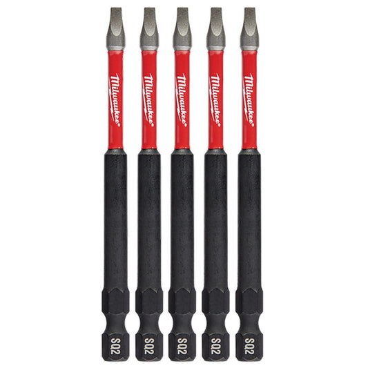 MILWAUKEE R2 x 89mm Robertson Insert Screwdriver Bit - SHOCKWAVE - 5 Piece 48324574