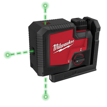 MILWAUKEE REDLITHIUM USB Rechargeable 3 Point Laser Kit - Green L43PL-301C