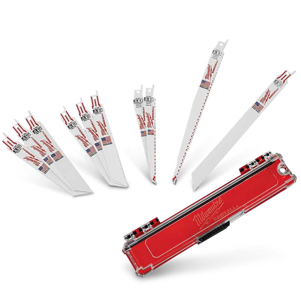 MILWAUKEE Reciprocating Saw Blade Set for Wood and Metal Cutting - SAWZALL Thin Kerf - 10 Piece 49222211