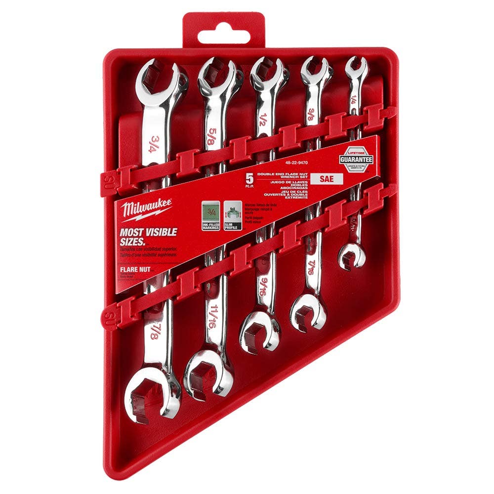 MILWAUKEE SAE Double End Flare Nut Wrench Set - 5 Piece 48229470