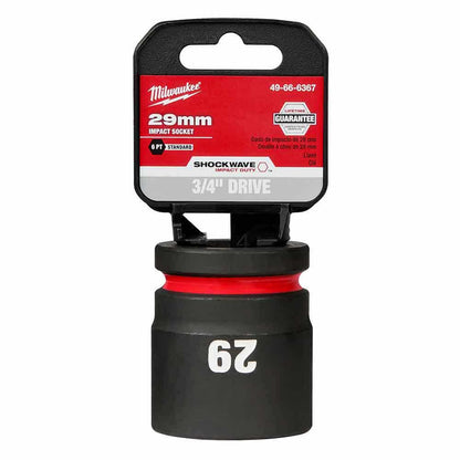 MILWAUKEE SHOCKWAVE 3/4inch Drive 29mm Standard 6 Point Impact Socket 49666367
