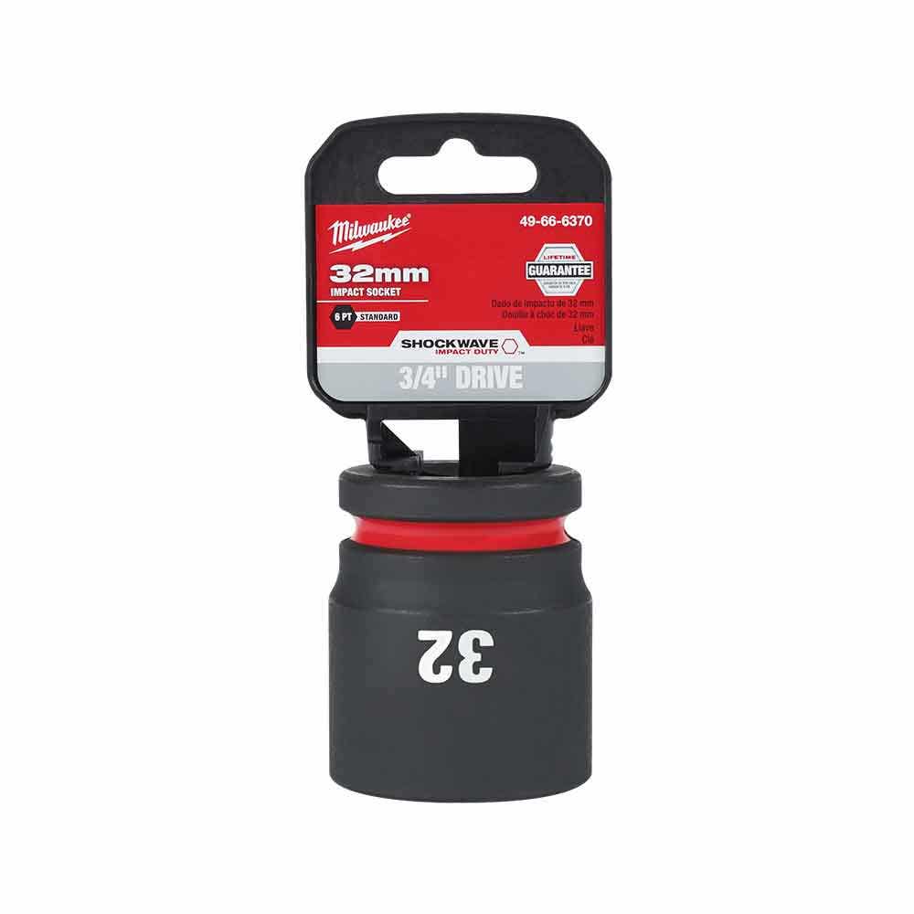 MILWAUKEE SHOCKWAVE 3/4inch Drive 32mm Standard 6 Point Impact Socket 49666370