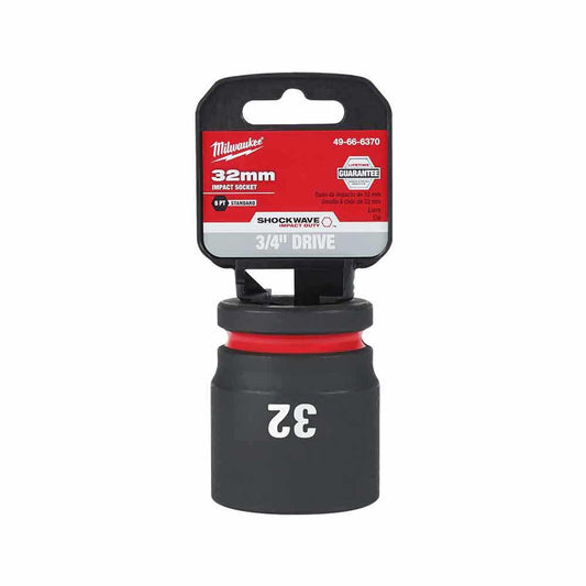 MILWAUKEE SHOCKWAVE 3/4inch Drive 32mm Standard 6 Point Impact Socket 49666370