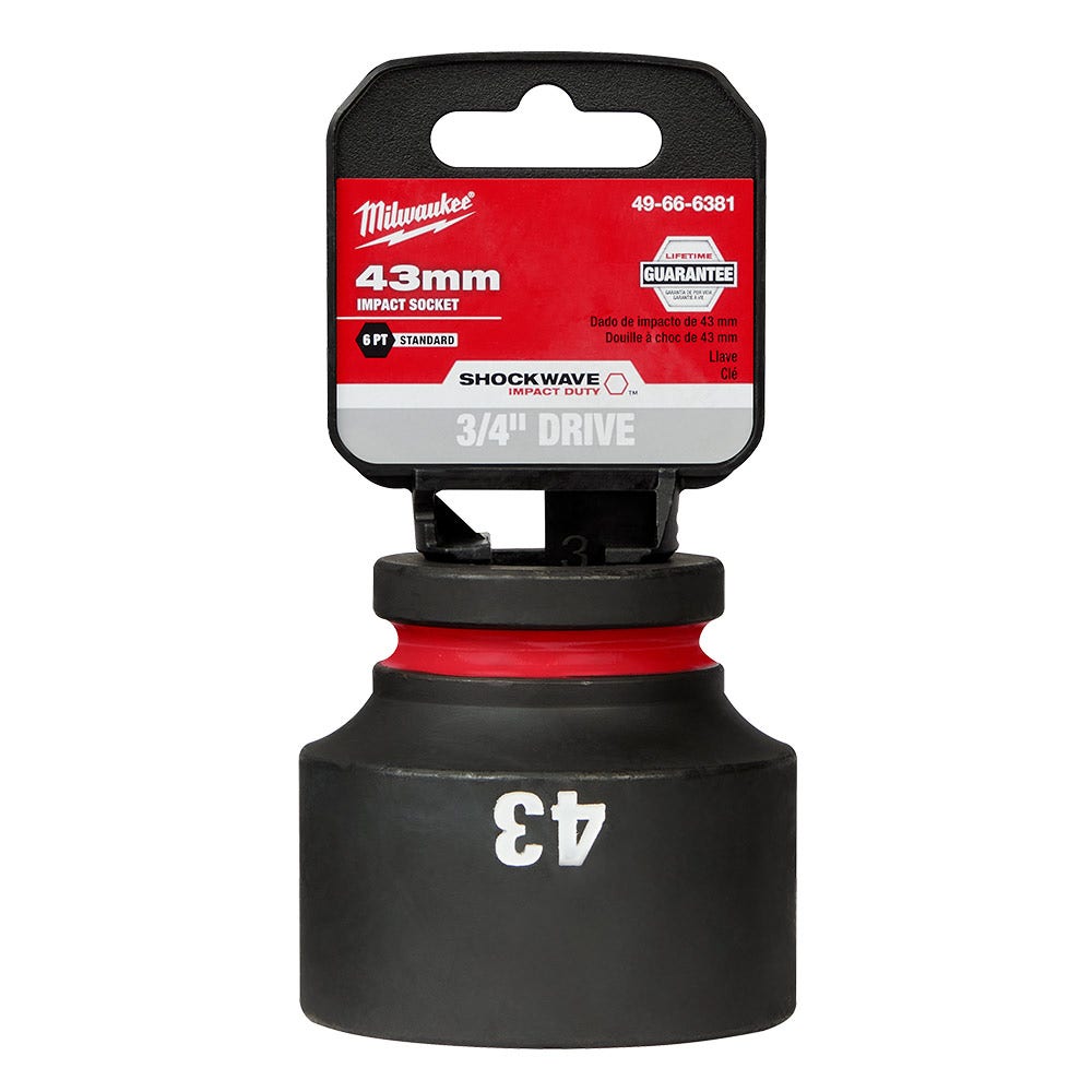 MILWAUKEE SHOCKWAVE 3 4inch Drive 43mm Standard 6 Point Impact Socket 49666381