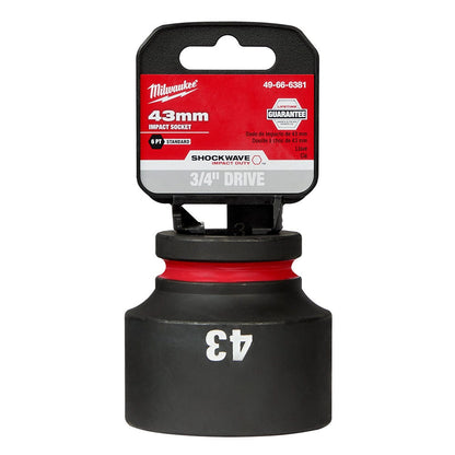 MILWAUKEE SHOCKWAVE 3 4inch Drive 43mm Standard 6 Point Impact Socket 49666381