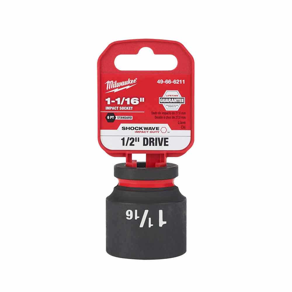 MILWAUKEE SHOCKWAVE 1/2" Drive 1-1/16" Standard 6 Point Impact Socket 49666211