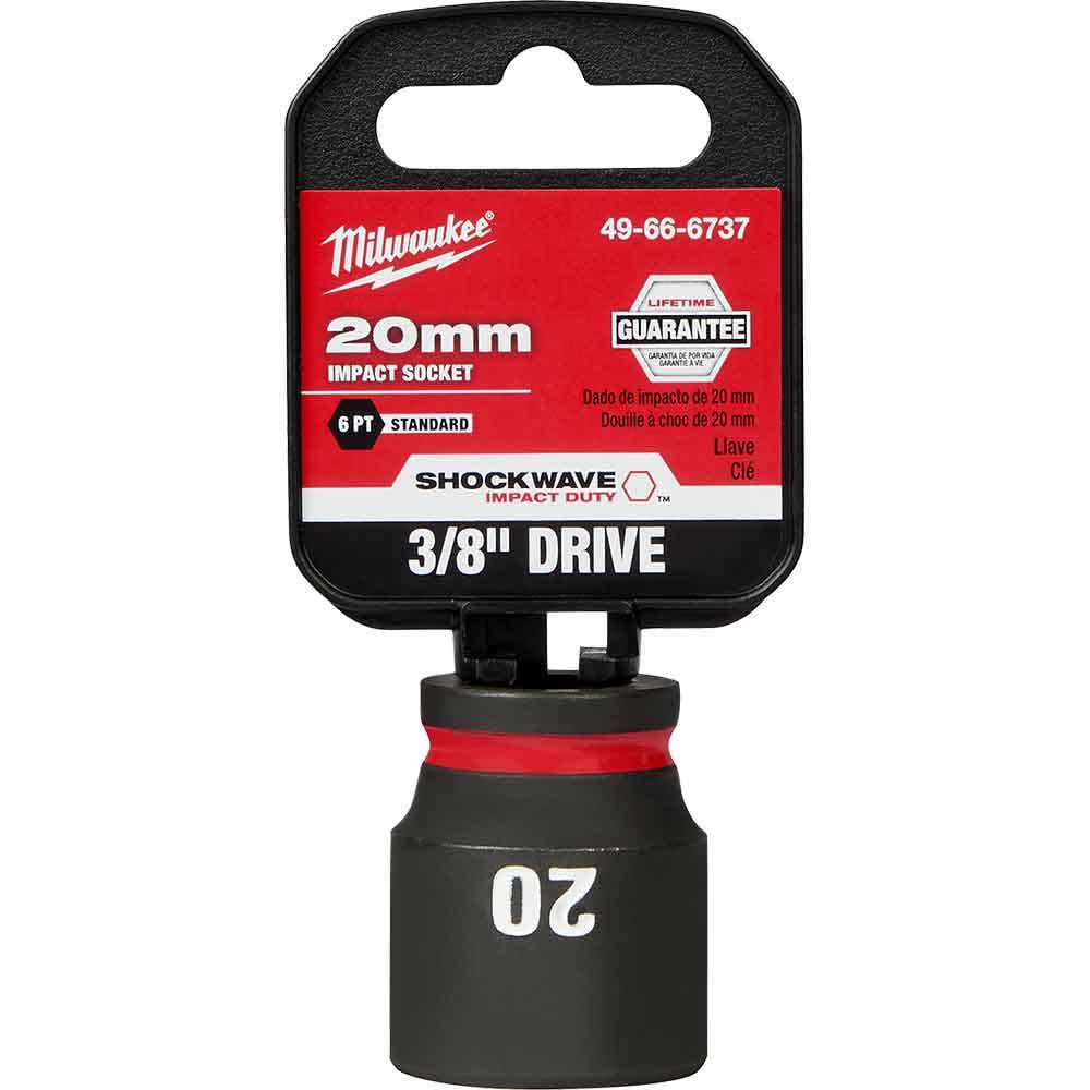 MILWAUKEE SHOCKWAVE 3 8 Drive 20mm Standard 6 Point Impact Socket 49666737