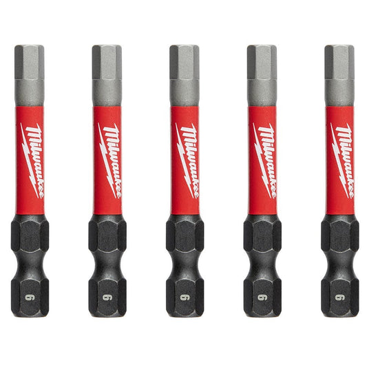 MILWAUKEE SHOCKWAVE 6mm x 50mm (2 ) Power Bit Hex - 5 Pack 48324690