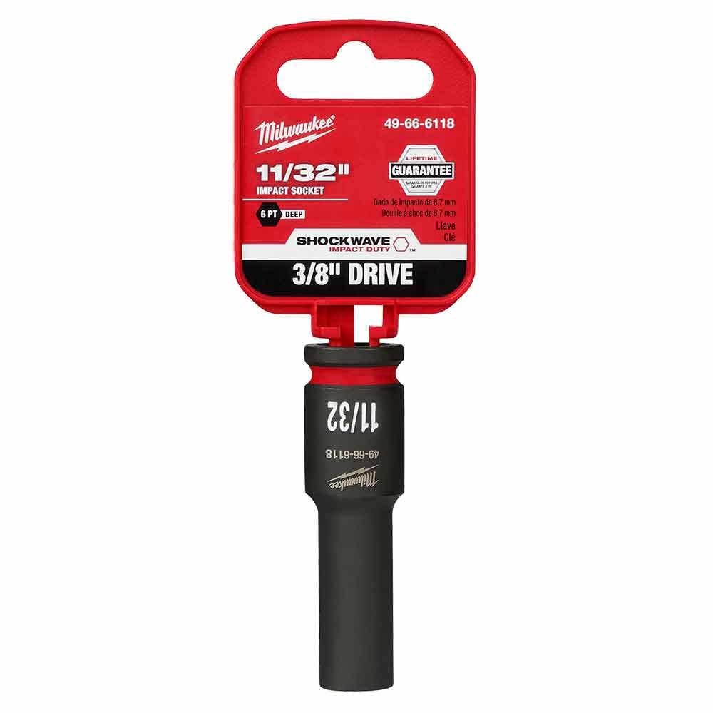 MILWAUKEE SHOCKWAVE 3 8 Drive 11 32 Deep 6 Point Impact Socket 49666118