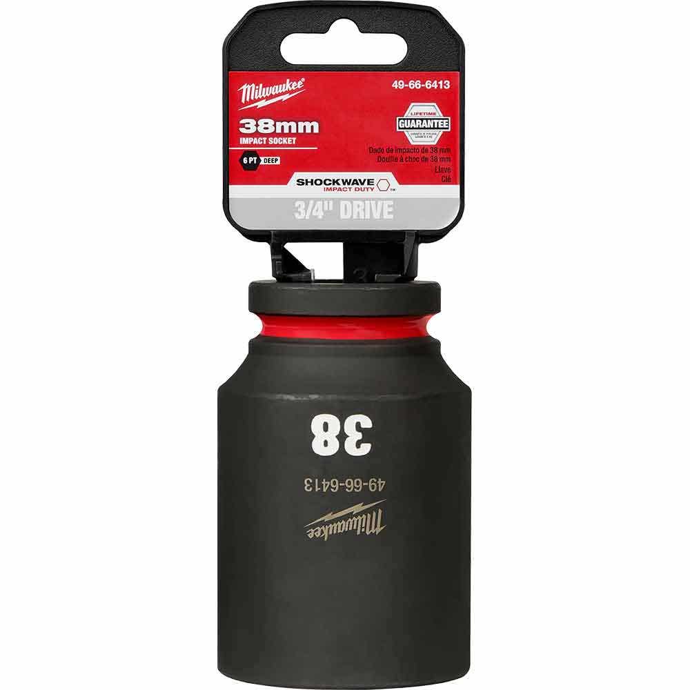 MILWAUKEE SHOCKWAVE 3 4inch Drive 38mm Deep 6 Point Impact Socket 49666413
