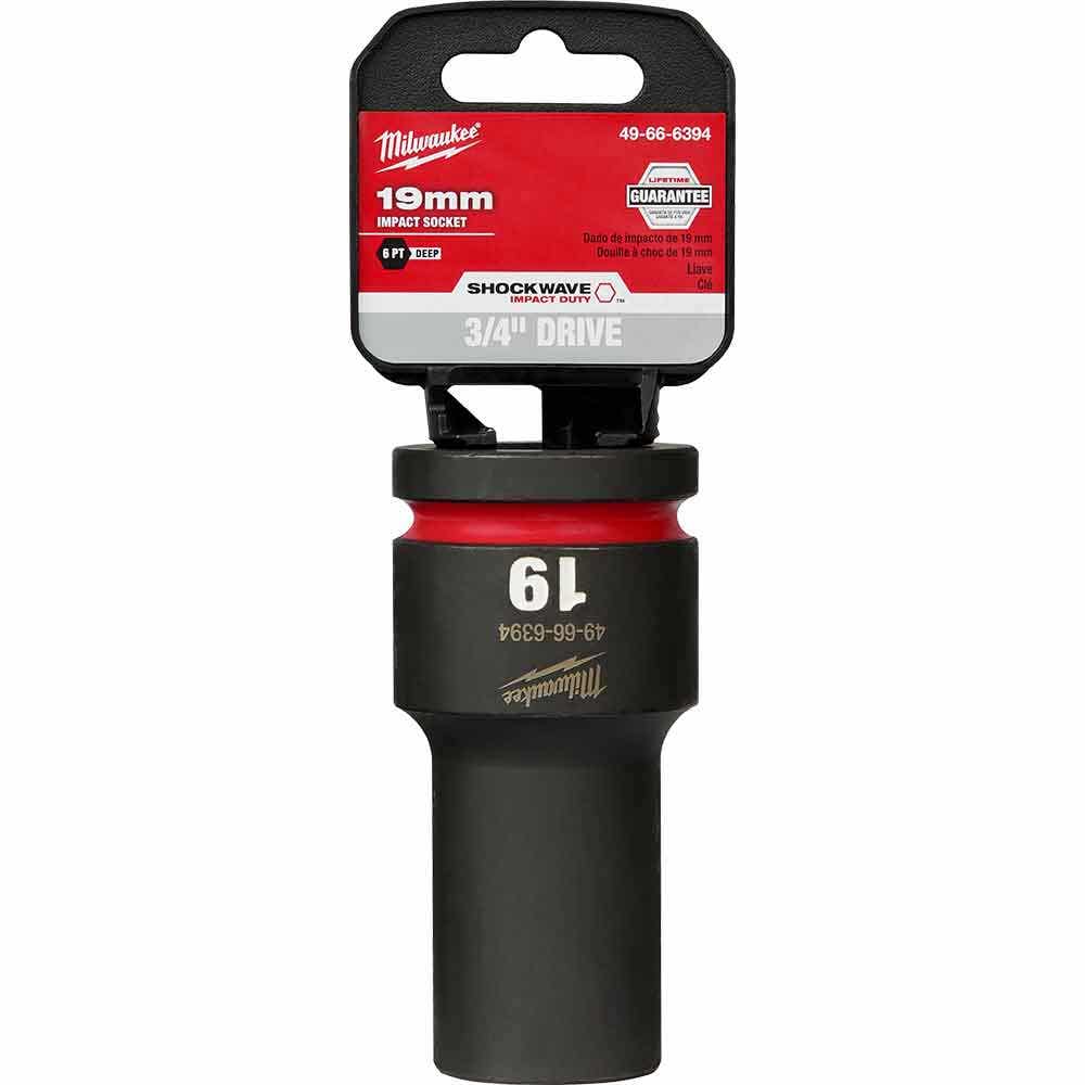 MILWAUKEE SHOCKWAVE 3 4inch Drive 19mm Deep 6 Point Impact Socket 49666394