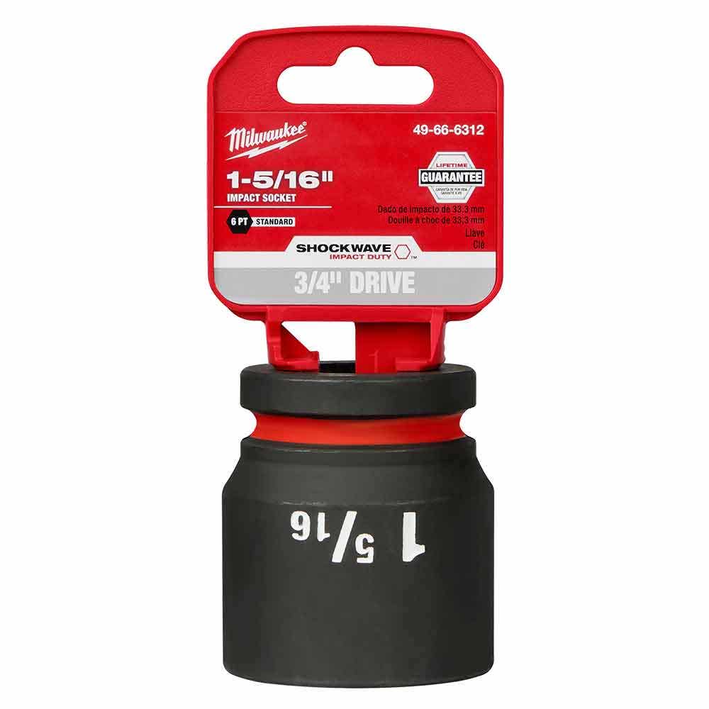 MILWAUKEE SHOCKWAVE 3 4 Drive 1-5 16 Standard 6 Point Impact Socket 49666312