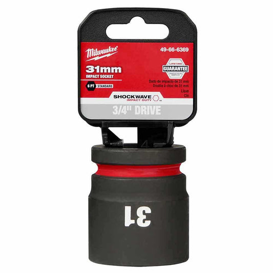 MILWAUKEE SHOCKWAVE 3/4inch Drive 31mm Standard 6 Point Impact Socket 49666369