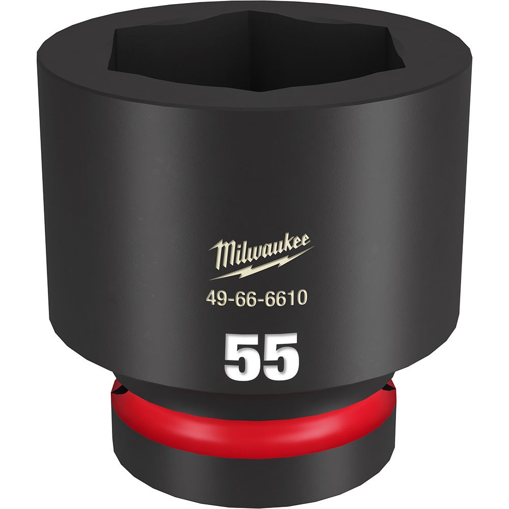 MILWAUKEE SHOCKWAVE 1inch Drive 55mm Standard 6 Point Impact Socket 49666610