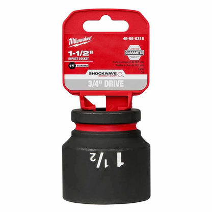 MILWAUKEE SHOCKWAVE 3 4 Drive 1-1 2 Standard 6 Point Impact Socket 49666315