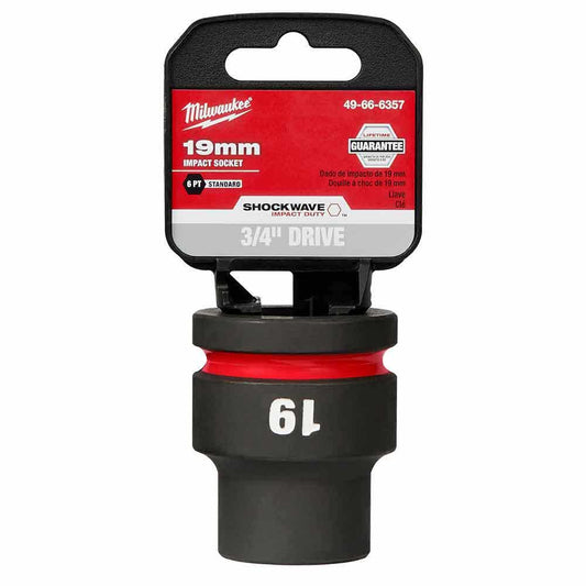 MILWAUKEE SHOCKWAVE 3/4" Drive 19mm Standard 6 Point Impact Socket 49666357