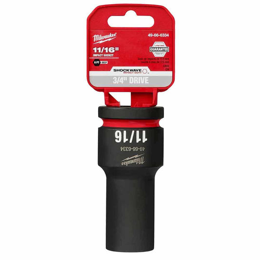 MILWAUKEE SHOCKWAVE 3/4" Drive 11/16" Deep 6 Point Impact Socket 49666334