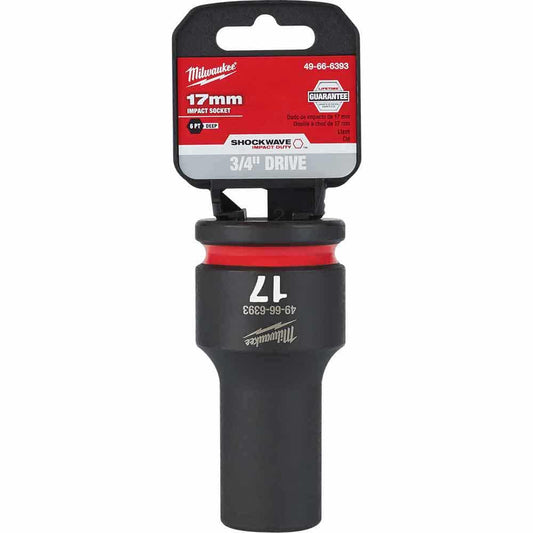 MILWAUKEE SHOCKWAVE 3 4inch Drive 17mm Deep 6 Point Impact Socket 49666393