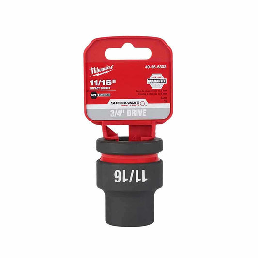 MILWAUKEE SHOCKWAVE 3 4 Drive 11 16 Standard 6 Point Impact Socket 49666302