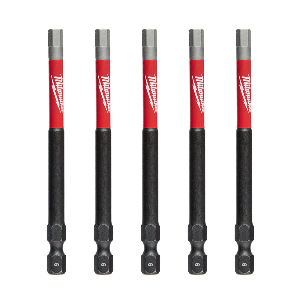 MILWAUKEE SHOCKWAVE 6mm x 89mm (3-1 2 ) Power Bit Hex - 5 Pack 48324691