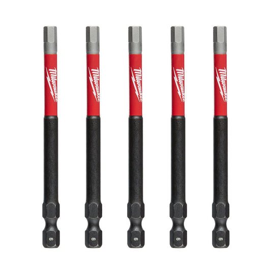 MILWAUKEE SHOCKWAVE 6mm x 89mm (3-1 2 ) Power Bit Hex - 5 Pack 48324691
