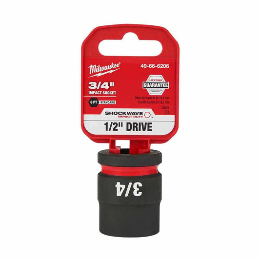 MILWAUKEE SHOCKWAVE 1/2" Drive 3/4" Standard 6 Point Impact Socket 49666206