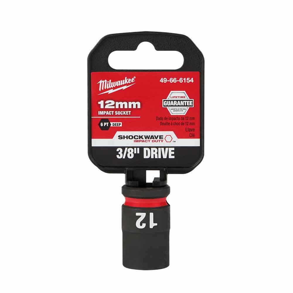 MILWAUKEE SHOCKWAVE 3 8 Drive 12mm Deep 6 Point Impact Socket 49666154