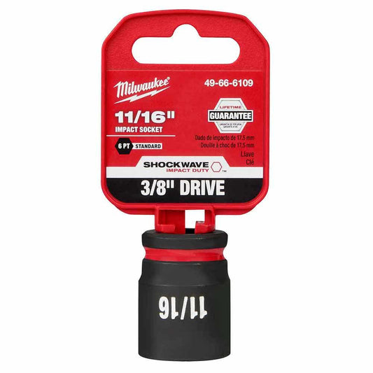 MILWAUKEE SHOCKWAVE 3/8" Drive 11/16" Standard 6 Point Impact Socket 49666109
