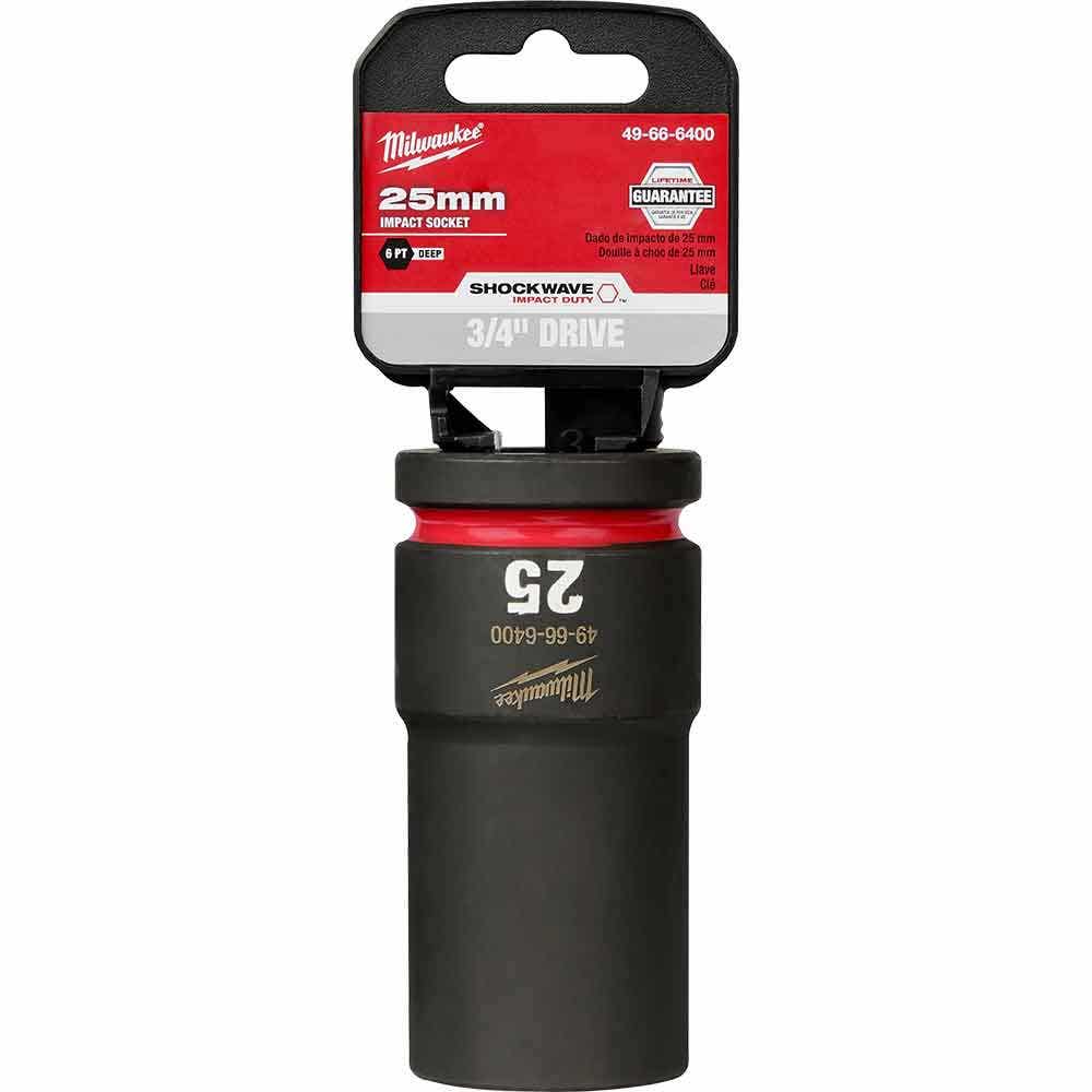 MILWAUKEE SHOCKWAVE 3 4inch Drive 25mm Deep 6 Point Impact Socket 49666400