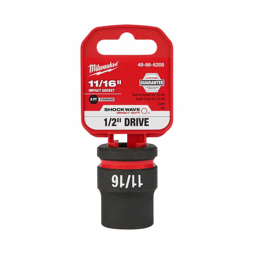 MILWAUKEE SHOCKWAVE 1 2 Drive 11 16 Standard 6 Point Impact Socket 49666205