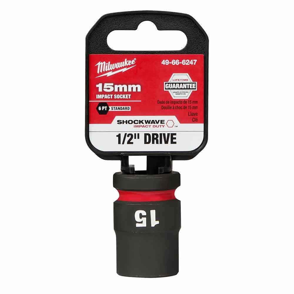 MILWAUKEE SHOCKWAVE 1 2 Drive 15mm Standard 6 Point Impact Socket 49666247