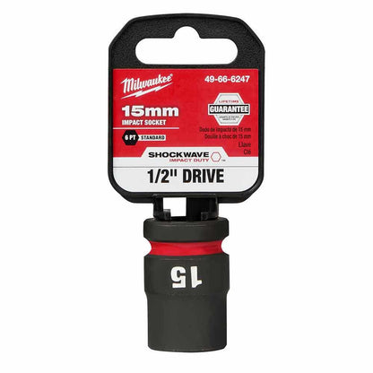 MILWAUKEE SHOCKWAVE 1 2 Drive 15mm Standard 6 Point Impact Socket 49666247