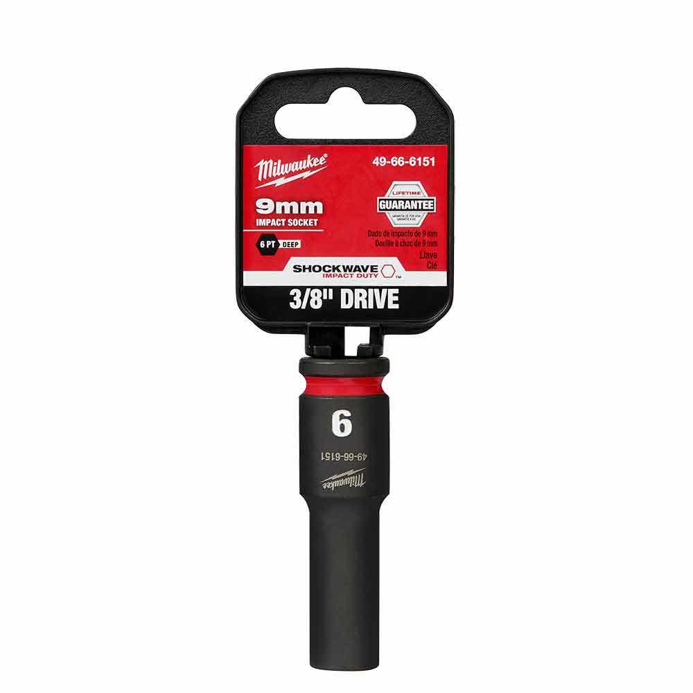 MILWAUKEE SHOCKWAVE 3 8 Drive 9mm Deep 6 Point Impact Socket 49666151