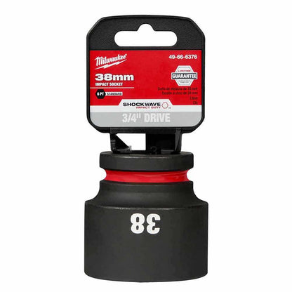 MILWAUKEE SHOCKWAVE 3/4inch Drive 38mm Standard 6 Point Impact Socket 49666376