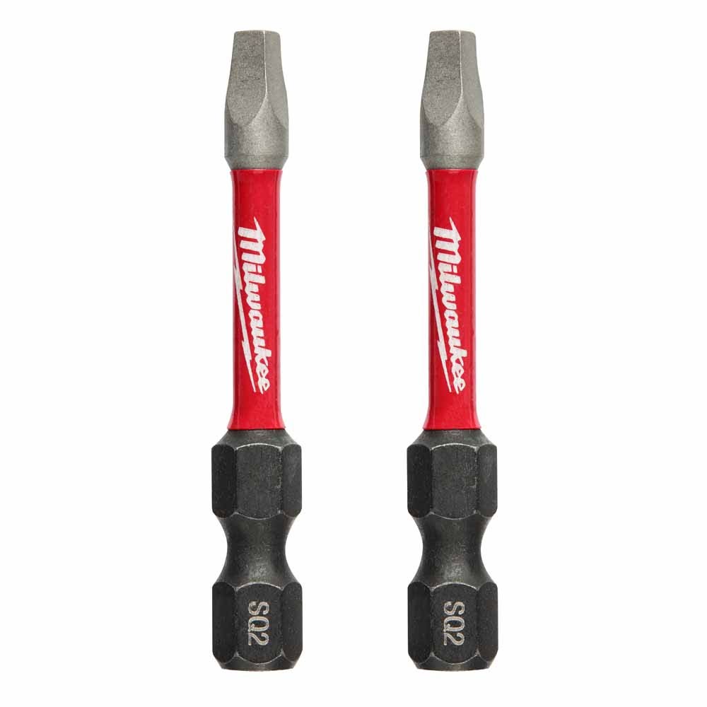 MILWAUKEE SHOCKWAVE Power 50mm (2 ) Square Recess #2 Screwdriver Bit - 2 Piece 48324972