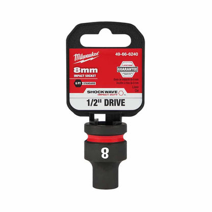 MILWAUKEE SHOCKWAVE 1/2" Drive 8mm Standard 6 Point Impact Socket 49666240