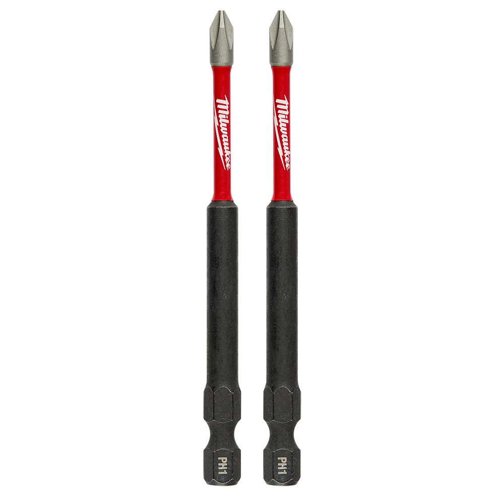 MILWAUKEE SHOCKWAVE Power 89mm (3.5") Phillips #1 Screwdriver Bit - 2 Piece 48324660